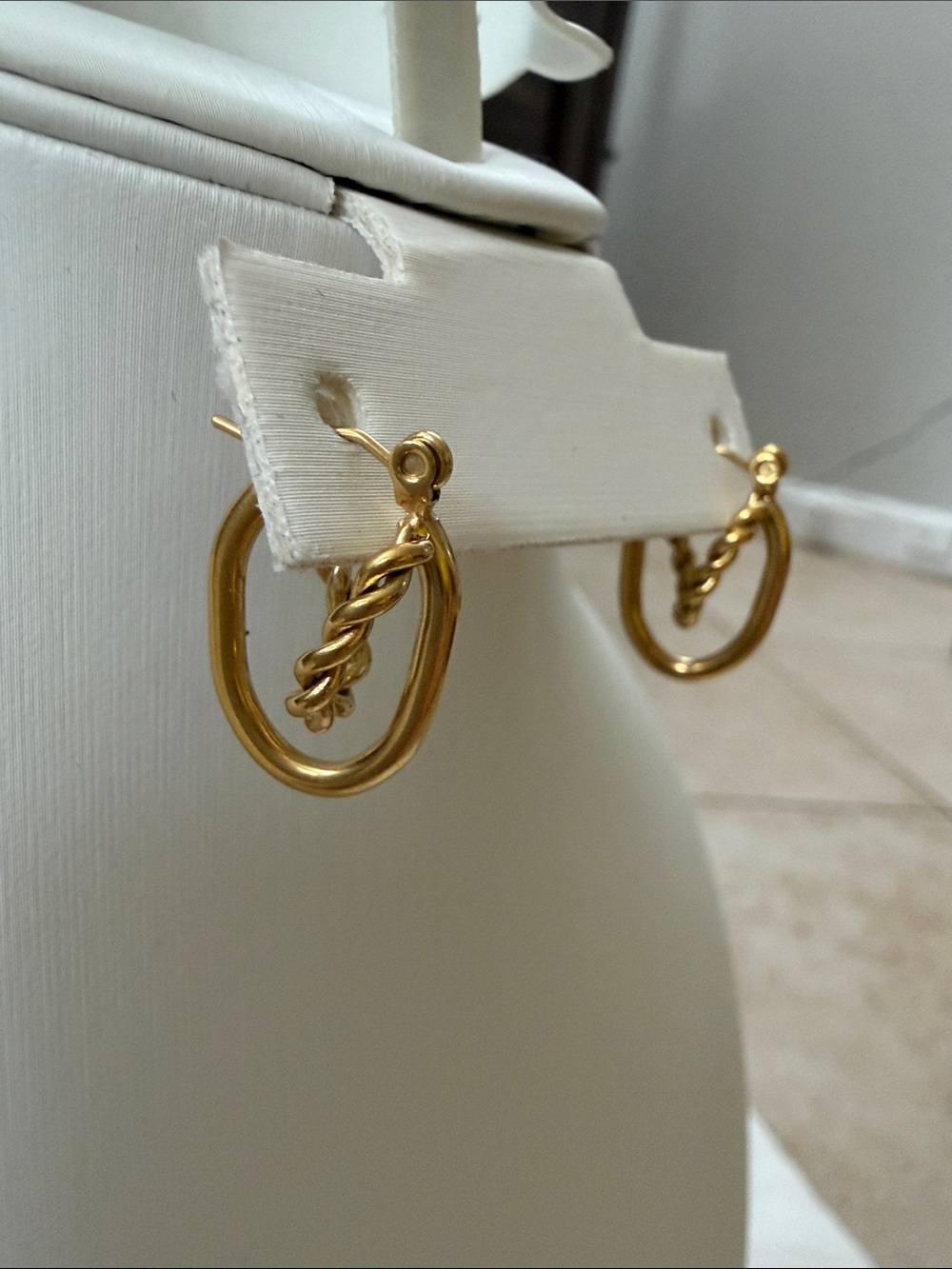Plunder Gold Leaf Twist Hoop Earrings - Picture 2 of 8